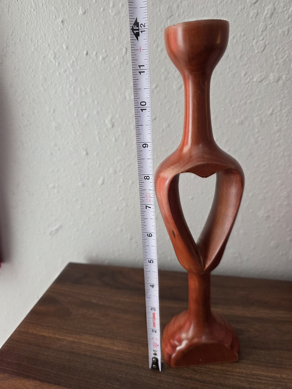 Hand-Carved Wooden Heart Candle Holder - Warm Chestnut